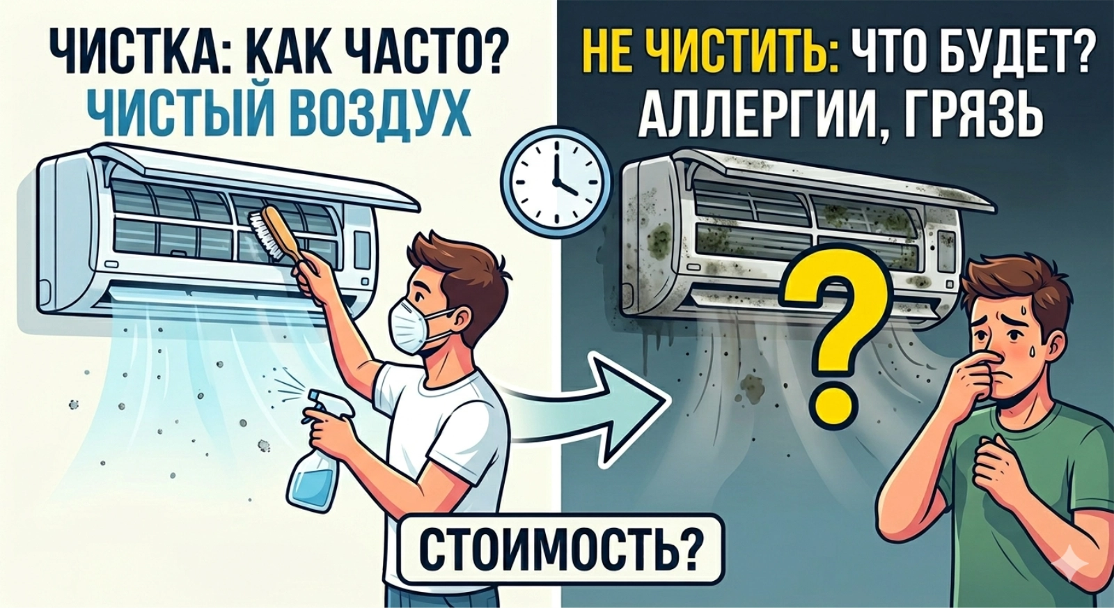 Чистка кондиционера — периодичность и стоимость