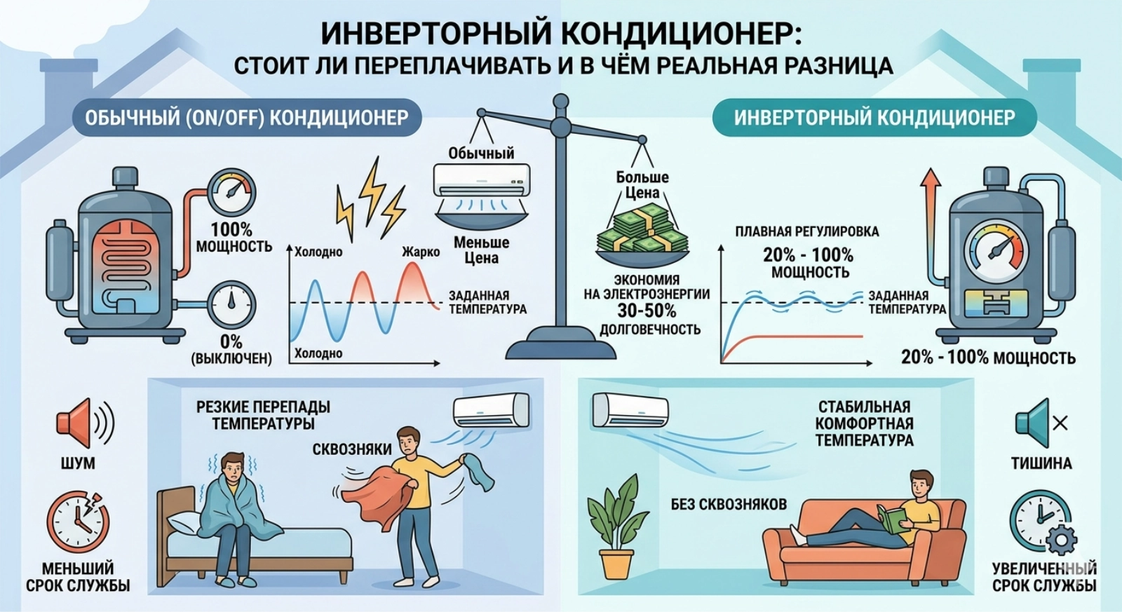 Инверторный кондиционер — стоит ли переплачивать