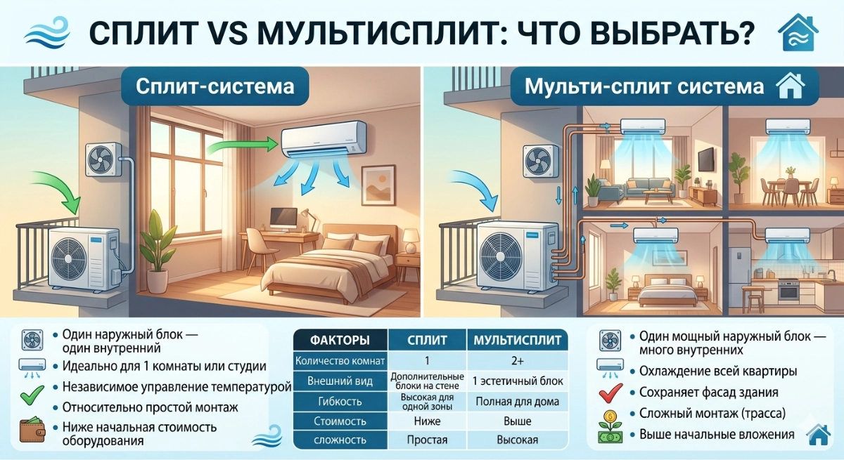 Сплит-система и мультисплит — сравнение